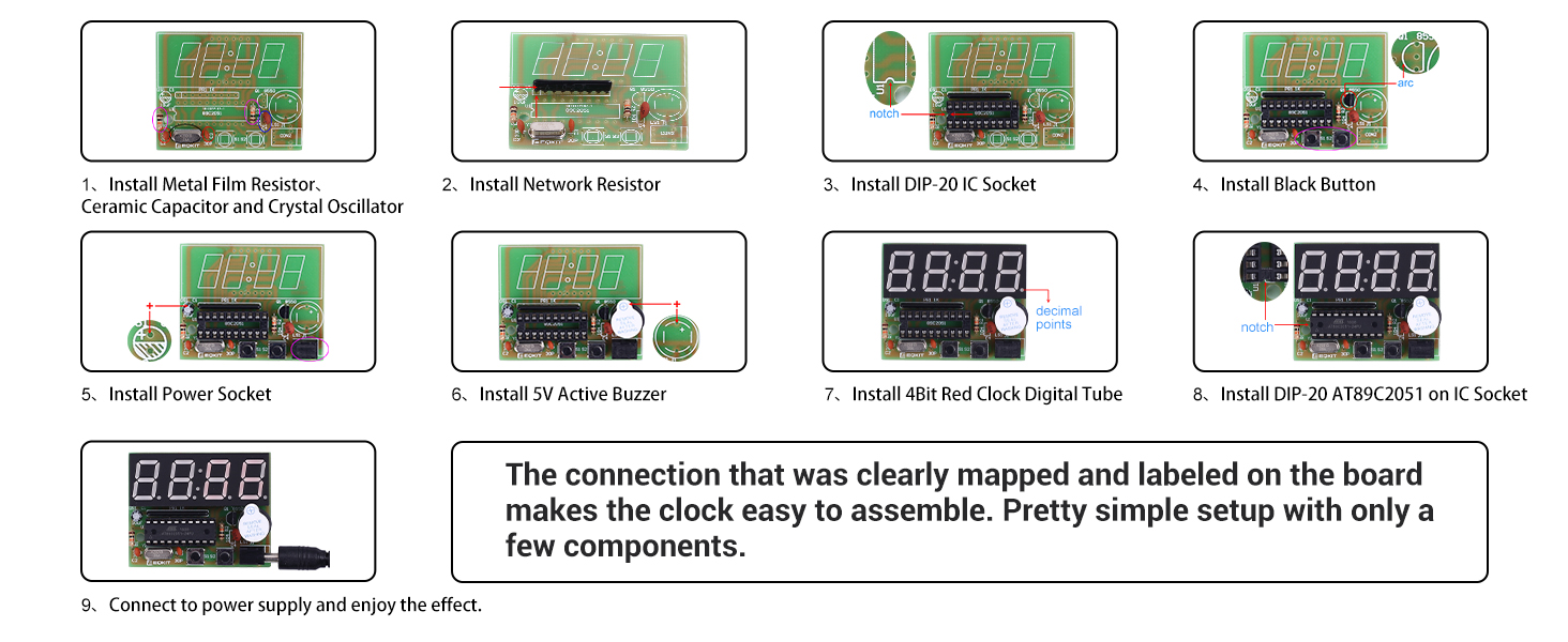 4Digit Red LED Digital Electronic Clock DIY Kit Soldering Projects